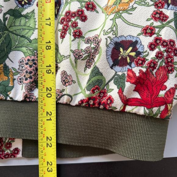 Zara TRF Floral Jacquard Bomber Jacket Olive Trim Multicolor Small - Picture 6 of 7